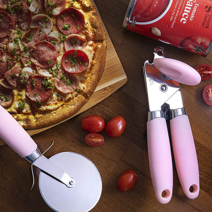Kitchen Gadget Set Stainless Steel Utensils with Soft Touch Handles, 7 Pieces, Stainless Steel Pink