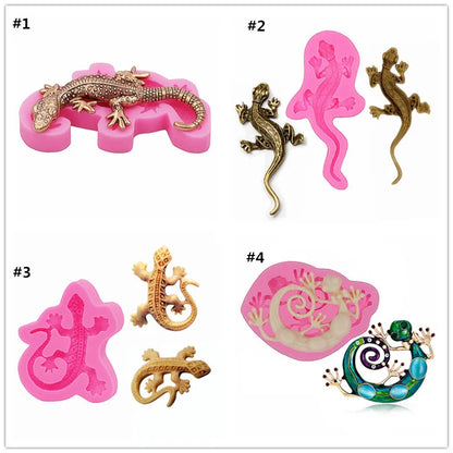 Lizard Flexible Silicone Mold Use with Resin,Use with Resin,Polymer Clays,3D Lizard Gecko Shape Design Food-Grade Silicone Mold