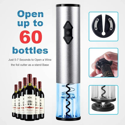 Electric Wine Opener, Automatic Cordless Wine Bottle Opener Kit with Foil Cutter