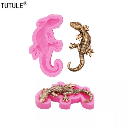 Lizard Flexible Silicone Mold Use with Resin,Use with Resin,Polymer Clays,3D Lizard Gecko Shape Design Food-Grade Silicone Mold