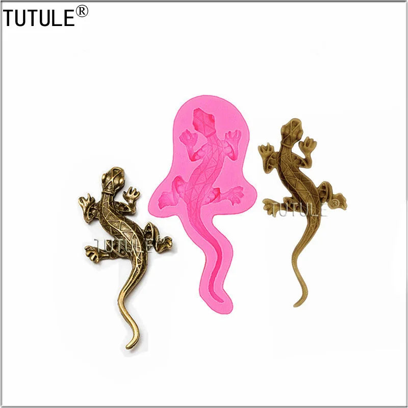 Lizard Flexible Silicone Mold Use with Resin,Use with Resin,Polymer Clays,3D Lizard Gecko Shape Design Food-Grade Silicone Mold