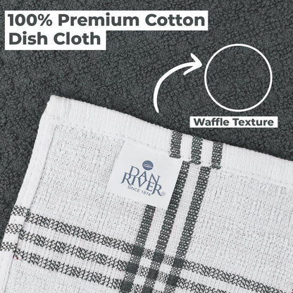 Premium Dish Cloth 100% Cotton 12 X 12 Inches |Pack of 8|-Ultra Soft Tea Towels-Highly Absorbent Kitchen Rags-Terry Dishcloth for Kitchen and Household Cleaning |Grey|