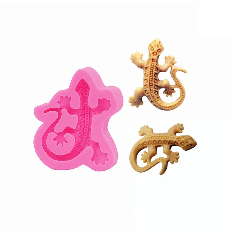 Lizard Flexible Silicone Mold Use with Resin,Use with Resin,Polymer Clays,3D Lizard Gecko Shape Design Food-Grade Silicone Mold