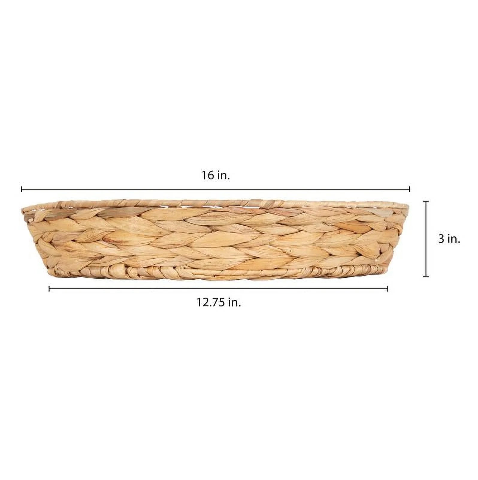 16" Tan round Water Hyacinth Woven Decorative Tray with Handles