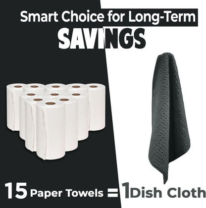 Premium Dish Cloth 100% Cotton 12 X 12 Inches |Pack of 8|-Ultra Soft Tea Towels-Highly Absorbent Kitchen Rags-Terry Dishcloth for Kitchen and Household Cleaning |Grey|
