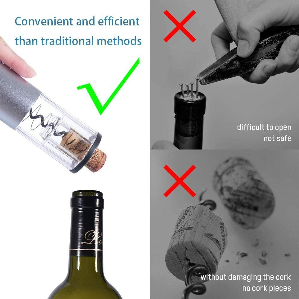Electric Wine Opener, Automatic Cordless Wine Bottle Opener Kit with Foil Cutter