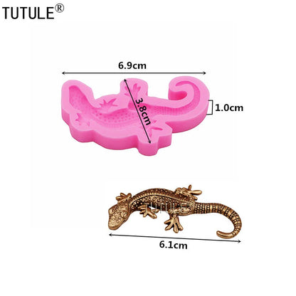 Lizard Flexible Silicone Mold Use with Resin,Use with Resin,Polymer Clays,3D Lizard Gecko Shape Design Food-Grade Silicone Mold