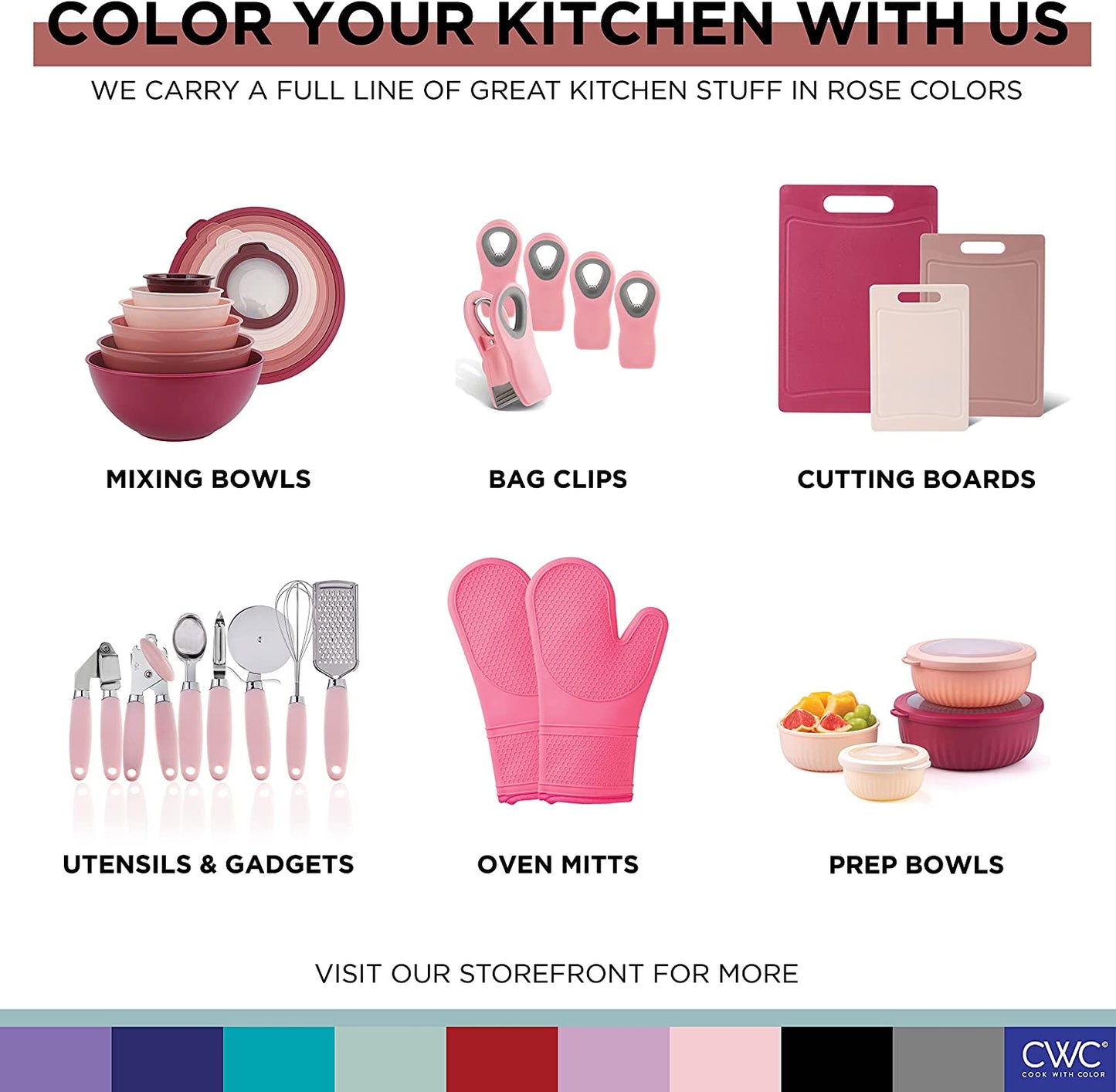 Kitchen Gadget Set Stainless Steel Utensils with Soft Touch Handles, 7 Pieces, Stainless Steel Pink