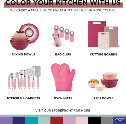 Kitchen Gadget Set Stainless Steel Utensils with Soft Touch Handles, 7 Pieces, Stainless Steel Pink