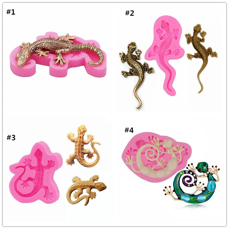Lizard Flexible Silicone Mold Use with Resin,Use with Resin,Polymer Clays,3D Lizard Gecko Shape Design Food-Grade Silicone Mold