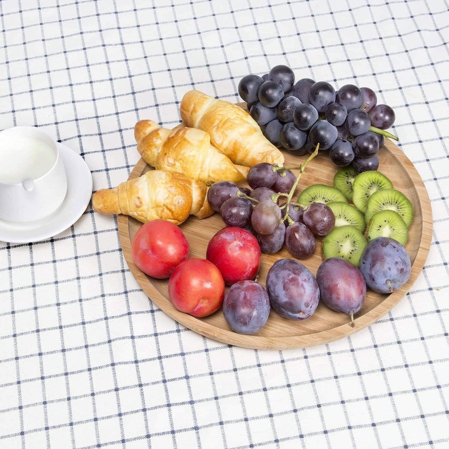2 Pack Bamboo Tray 14 X 14 X 1 + 12 X 12 X 1 Inches Serving Tray Tea Tray Fruit Platters Dinner Plate Sour Candy Tray